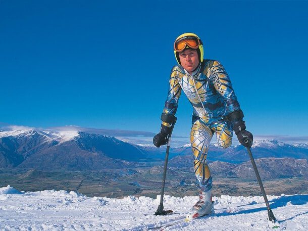 Amputee, Kevin, skiing