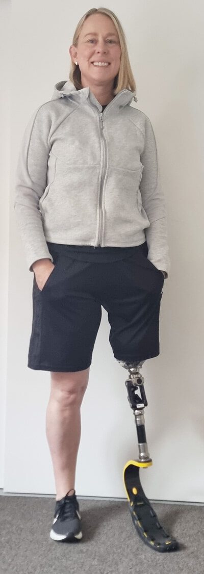 Clare with her running blade