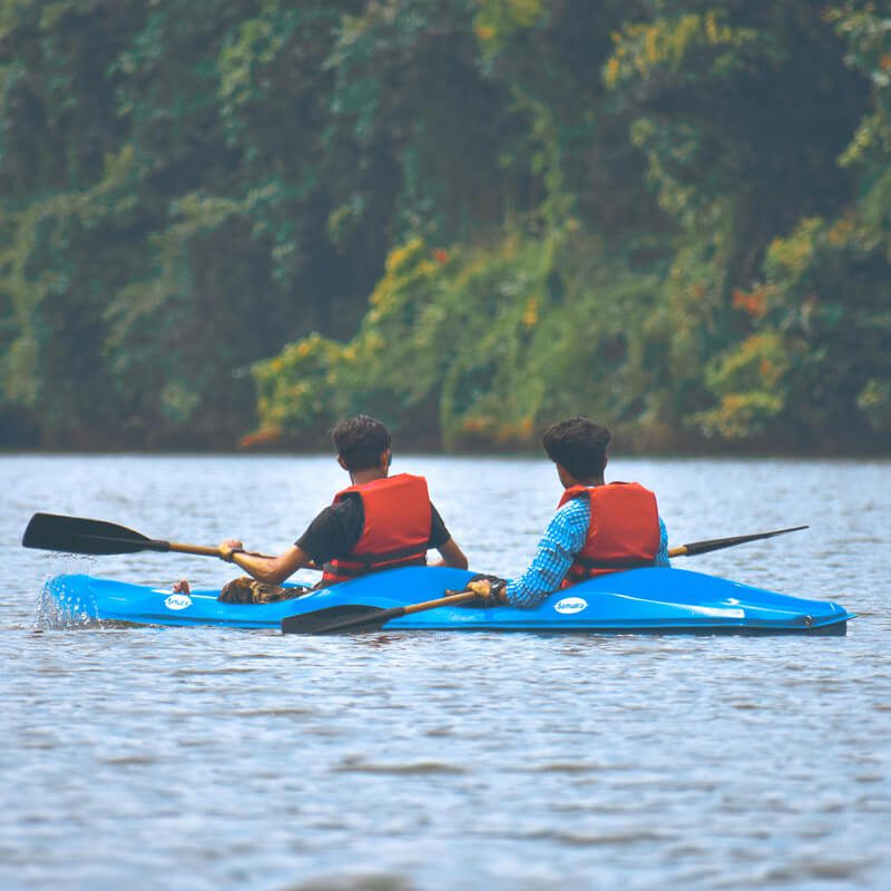 young people kayaking