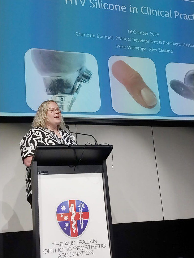 Product Development & Commercialisation Lead, Charlotte Bunnett, presenting at the Australian Orthotics and Prosthetics Association (AOPA) conference 2025.